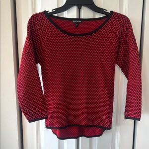 Express Red and Black Patterned Sweater